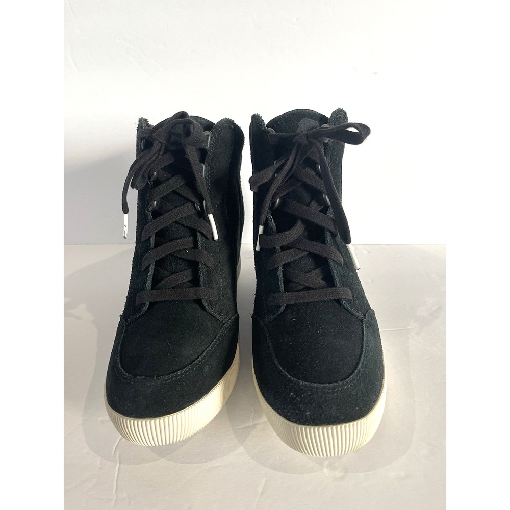 Sorel‎ Out N About Wedge Bootie Womens 9.5 Black Suede Waterproof Sneakers Boots